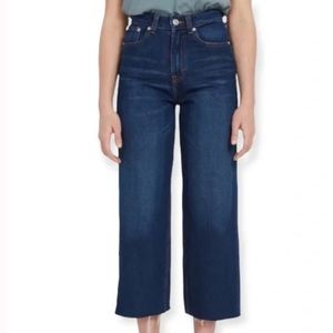 Frank and Oak Nina Wide Leg High Waisted Denim Jeans Crop